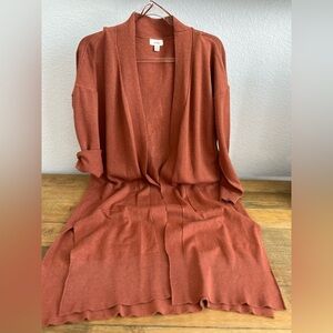 DEBUT Fall Rust Orange Soft cardigan Pockets Side slits Closet Staple Sz S